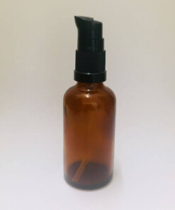 Frasco cristal 50 ml. color ámbar con bomba dosificadora
